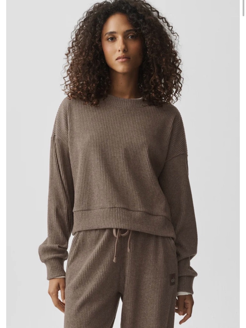 LIMITED COLOR Alo yoga muse crew neck pullover Java brown Heather